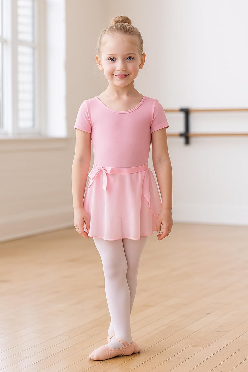 DANSHOW Girls Short Sleeve Leotard with Skirt Kids Dance Ballet Tutu Dresses(3027-M-08) - Image 4